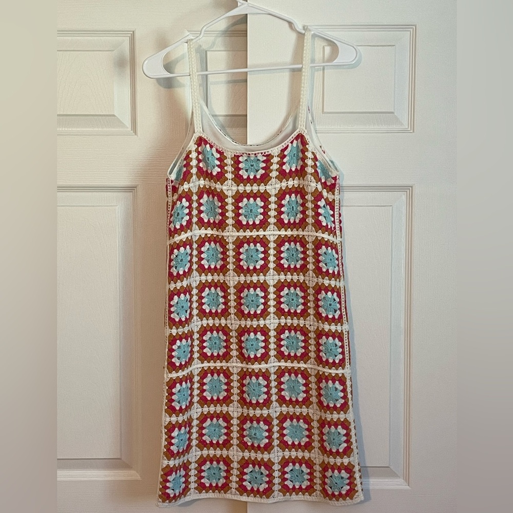Willow & Wind EUC Boho Women’s Crochet Tank Lined Mini Dress Size S Cottagecore - Picture 7 of 12